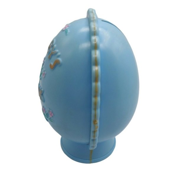 Baby's Nest Egg Bank Mid Century Plakie Blue Plastic Babys Bank 5" - Picture 2 of 10